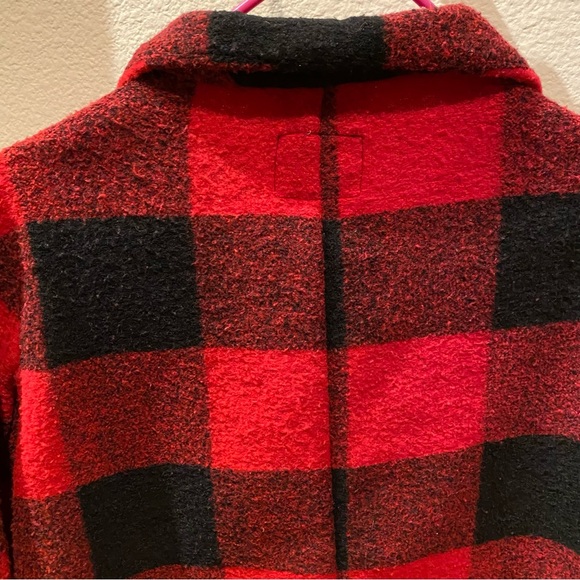 Old Navy || Red Buffalo Plaid Long Jacket Size M - Picture 6 of 9